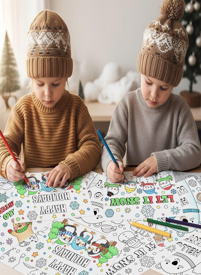 ANGOLIO Winter Scene Coloring Pages - 32P Hello Winter Scene Activity Coloring Posters for Kids, Happy Holidays Bulk Snowman Polar Bear DIY Crafts Classroom Home Holiday Party Supplies Christmas Gifts - Image 4